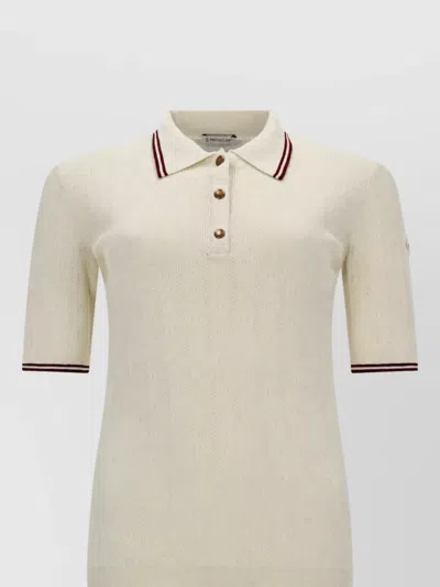 Moncler Cotton Polo Shirt In Neutral