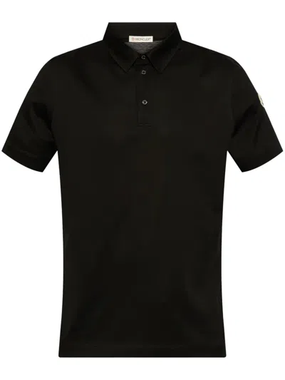 Moncler Cotton Polo Shirt In Black