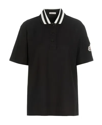Moncler Logo-patch Polo Shirt In Black