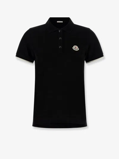 Moncler Cotton Polo Shirt In Black