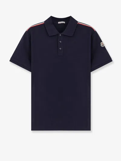 Moncler Cotton Polo Shirt In Blue