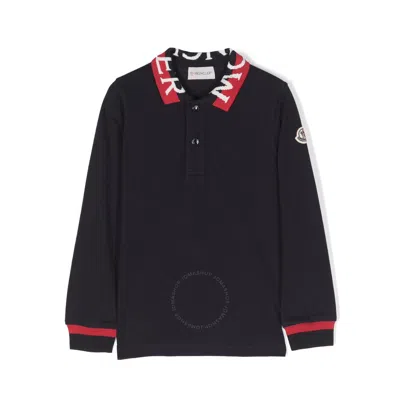 Moncler Cotton Polo Shirt In Blue
