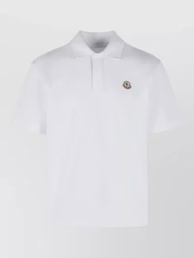 Moncler Cotton Polo Shirt Collar Short Sleeves In White