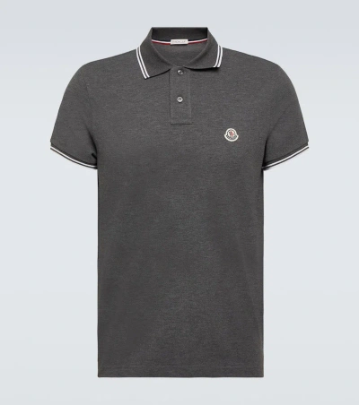 Moncler Cotton Polo Shirt In Grey