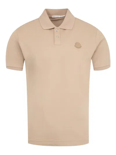 Moncler Cotton Polo Shirt In Neutral