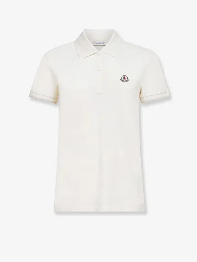 Moncler Cotton Polo Shirt In White