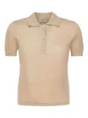 Moncler Cotton Polo Shirt With Embroidered Logo In Brown