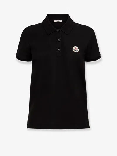 MONCLER COTTON POLO SHIRT WITH ICONIC PATCH