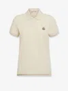 Moncler Women Cotton Polo Shirt With Iconic Patch In Neutral