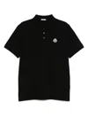 Moncler Logo Patch Cotton Piquet Polo Shirt In Black