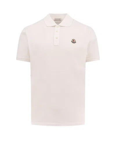 Moncler Cotton Polo Shirt With Logo On The Front In White