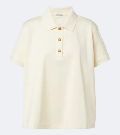 Moncler Collared Lightweight Cropped Polo Short Sleeves In White