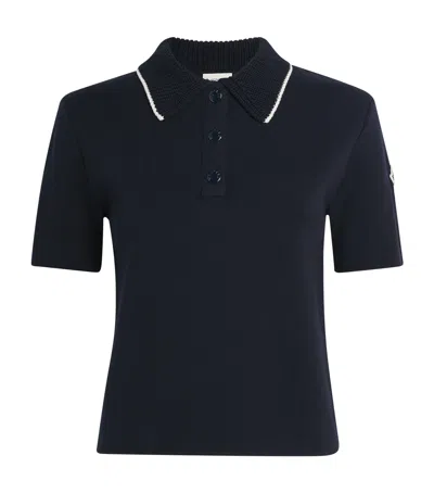 Moncler Cotton Polo Sweater In Blue