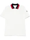 Moncler Cotton Polo With Black And Red Collar In White
