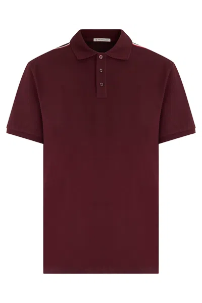Moncler Cotton Polo With Short Sleeves In Burgundy