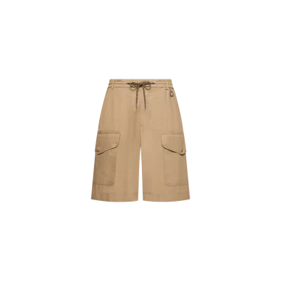 Moncler Mid Length Cotton Shorts In Brown