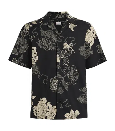 Moncler Cotton Poplin Floral Shirt In Grey