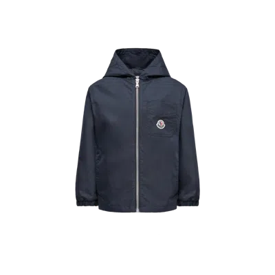 Moncler Kids' Chemise Zippée En Popeline De Coton À Capuche, Garçons, Bleu, Taille: 12a In Blue