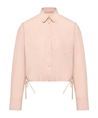 Moncler Cotton Poplin Long Sleeve Shirt In Pink