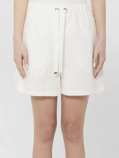 Moncler Cotton Poplin San Gallo Knee Shorts In White