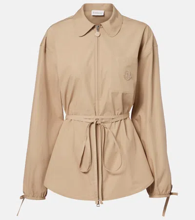 Moncler Zip-up Cotton Poplin Shirt Jacket In Neutral