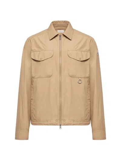 Moncler Cotton Poplin Zip-up Jacket In Neutral