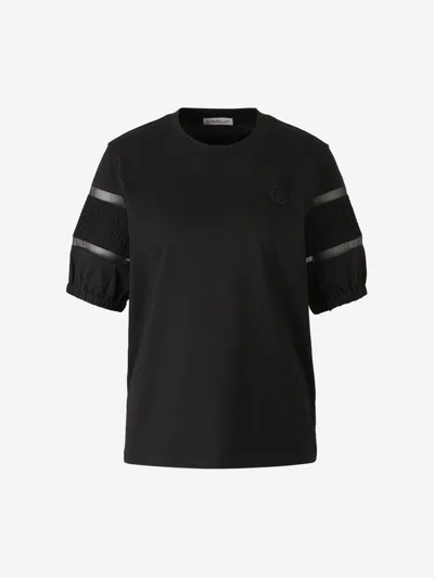 Moncler T-shirt In Cotone Nero Donna In Black