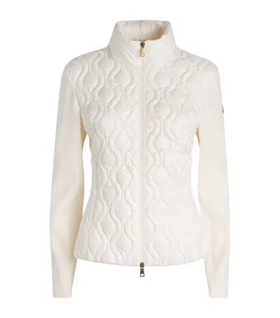 Moncler Cotton Quilted Hybrid Cardigan In Neutral