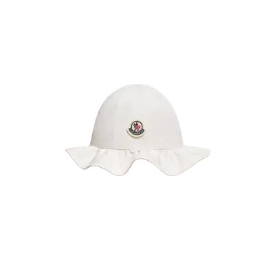 Moncler Kids' Chapeau Réversible À Bord Large En Coton, Filles, Blanc, Taille: 48 In White