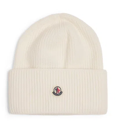 Moncler Cotton Ribbed Beanie In White