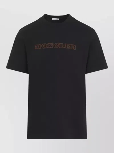 Moncler Cotton Ribbed Crew Neck Short Sleeve T-shirt In Black
