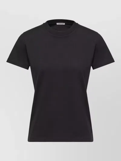 Moncler Cotton Ribbed Crewneck Short-sleeve T-shirt In Black