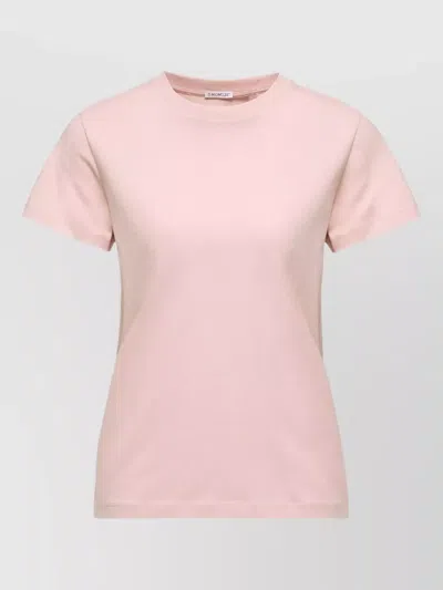 Moncler Cotton Ribbed Crewneck Short-sleeve T-shirt In Pink