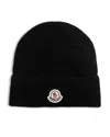 Moncler Ribbed Knit Beanie With Folded Cuff In Black