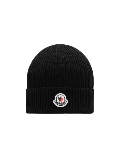 Moncler Cotton Rimless Cap In Black