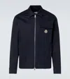 Moncler Cotton Stretch Garbardine Zip-up Shirt Jacket In Blue