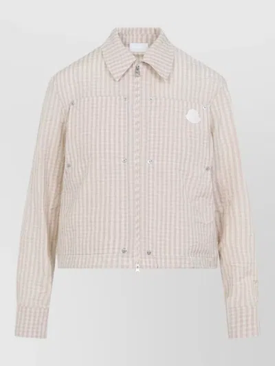 Moncler Cotton Shirt Check Pattern Long Sleeves In Burgundy