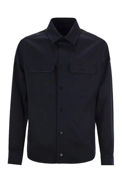 Moncler Cotton Shirt Jacket In Dark Blue