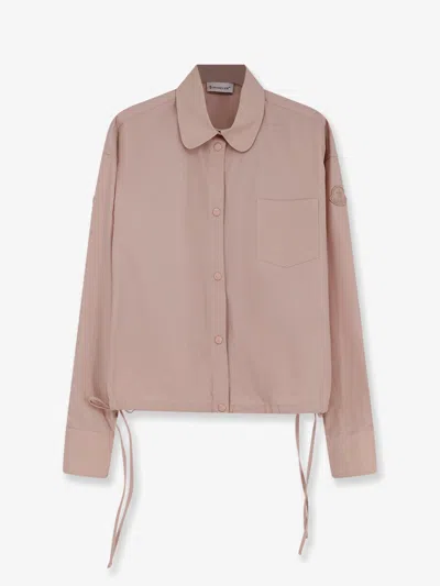 Moncler Cotton Shirt With Drawstring In Pink