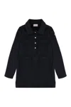 Moncler Girl's Knitted Trim Dress In Blue