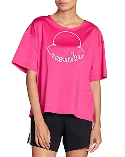 Moncler Cotton Short Sleeve Tee In Dark Pink