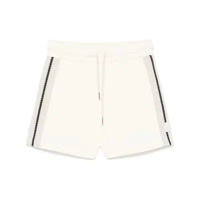 Moncler Off-white Striped Trim Shorts In Natural