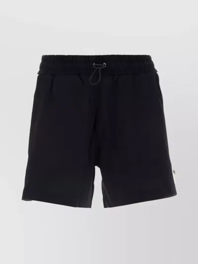 Moncler Cotton Shorts With Contrast Side Panels In Black