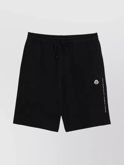 Moncler Cotton Shorts With Elastic Waistband And Pockets In Black
