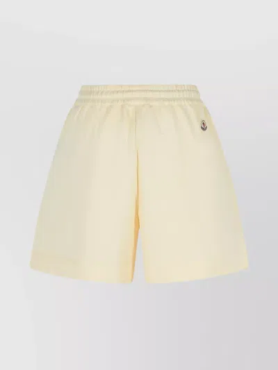 Moncler Cotton Shorts With Elastic Waistband And Side Pockets In Gold