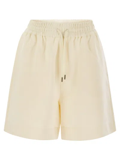 Moncler Ivory Cotton Bermuda Shorts In Neutral