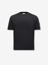 Moncler Crew Neck Silk T-shirt With Ribbed Cuffs In Black