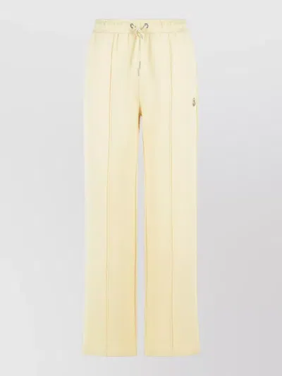 Moncler Cotton Straight Leg Trousers Side Pockets In Yellow