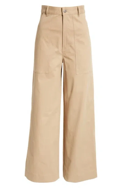 MONCLER MONCLER COTTON STRETCH GABARDINE WIDE LEG PANTS