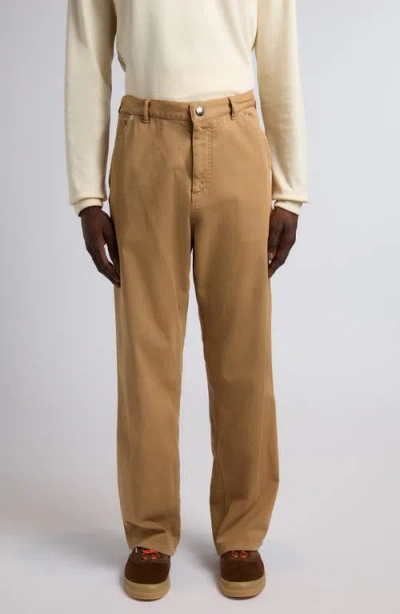 Moncler Cotton Stretch Twill Carpenter Pants In Brown
